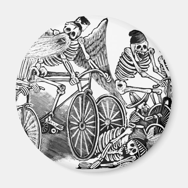 Imán Calavera Bicyclists alrededor de finales del siglo (Frente)