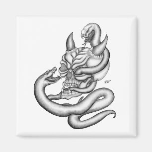 Imán Calavera - cabezas del diablo con serpiente