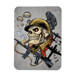 Imán Calavera con casco, aviones y bombas