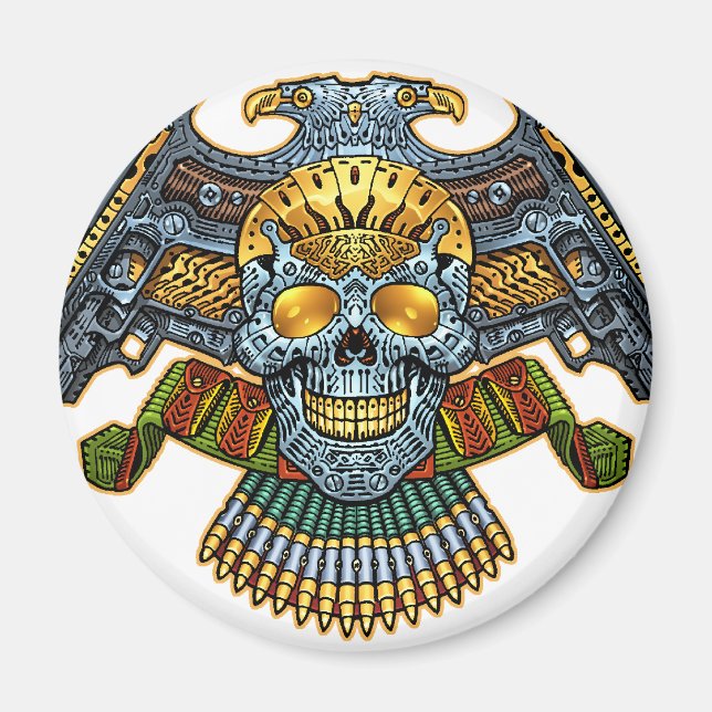 Imán Calavera con pistolas y balas de Al Rio (Frente)