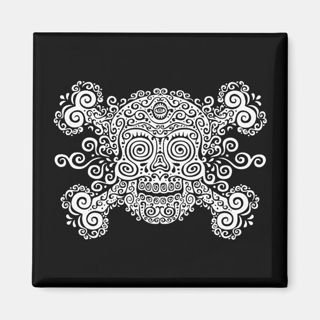 Imán Calavera de azúcar antigua (Frente)