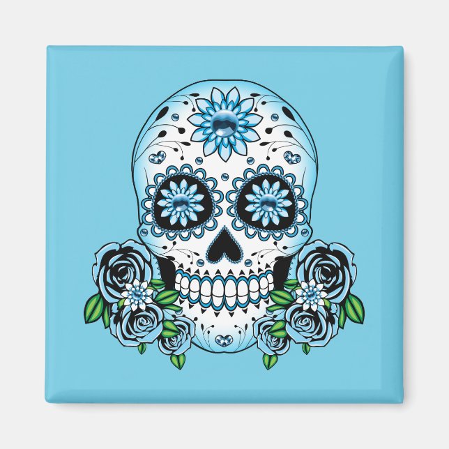 Imán Calavera de azúcar azul (Frente)