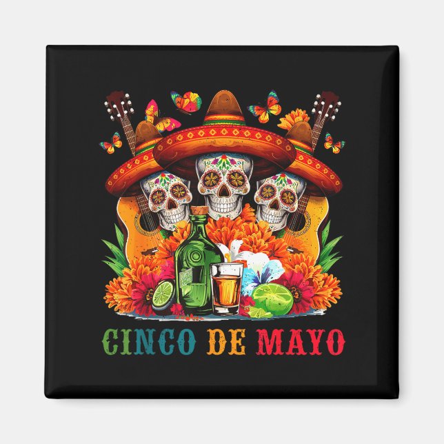 Imán Calavera de azúcar cinco de mayo fiesta mexicana (Frente)