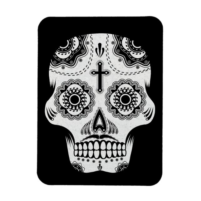 Imán Calavera de azúcar de bigote (Vertical)