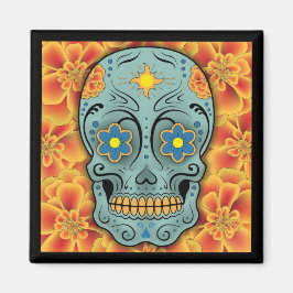 Imán Calavera de azúcar - Día de los Muertos (Marigold)