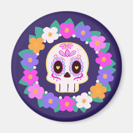 Imán Calavera de azúcar floral