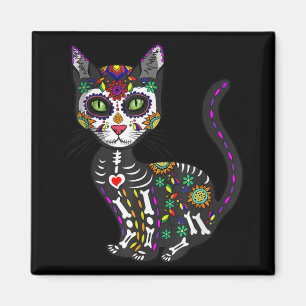 Imán Calavera de azúcar Gato Mexicano Halloween Día D