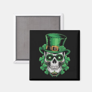 Imán Calavera de azúcar St Patrick Day Lucky Shamrock