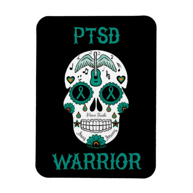 Imán Calavera de azúcar WARRIOR PTSD (Vertical)