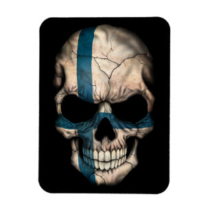 Imán Calavera de bandera finlandesa en negro