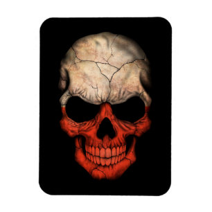 Imán Calavera de bandera polaca en negro