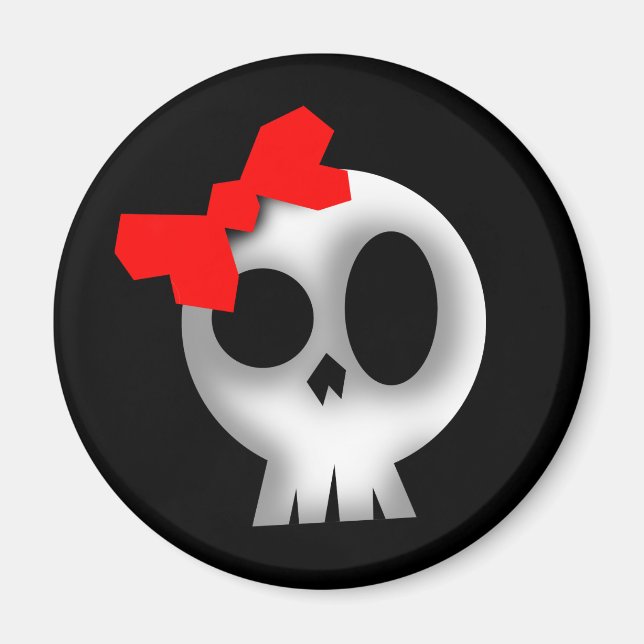 Imán Calavera de bonito con arco rojo (Frente)