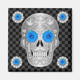 Imán Calavera de Chrome (Rosa Azul) Posavasos