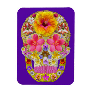 Imán Calavera de flores 4 - Tropical