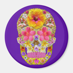 Imán Calavera de flores 4 - Tropical