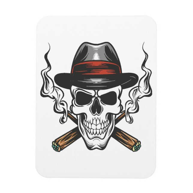 Imán Calavera de gánster con sombrero fedora (Vertical)