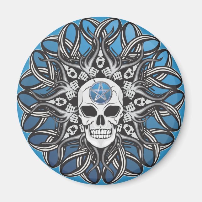 Imán Calavera de gótico - Azul (Frente)