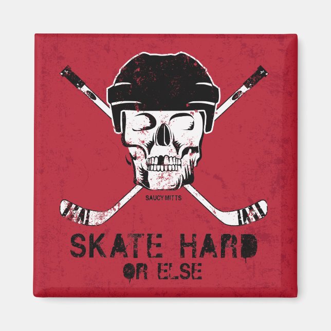 Imán Calavera de hockey y varas cruzadas (Frente)