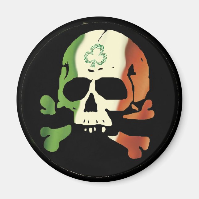 Imán Calavera de la bandera irlandesa (Frente)