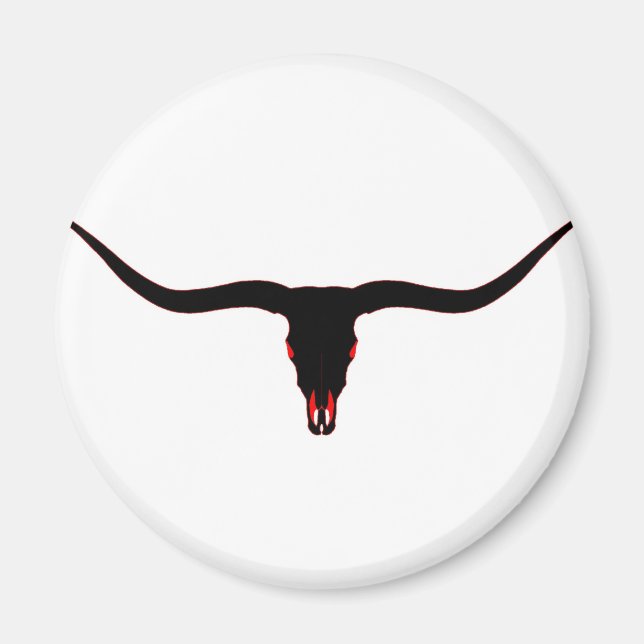 Imán Calavera de Longhorn negra y roja (Frente)