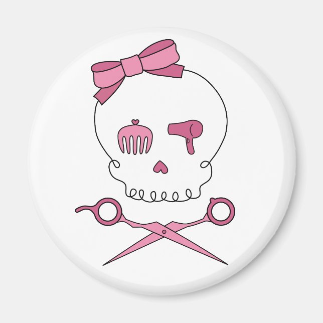 Imán Calavera de los accesorios del pelo y cissor (Frente)