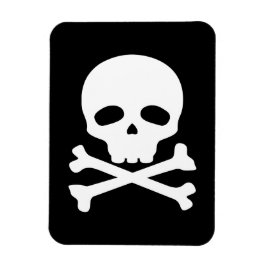 Imán Calavera de Pirata Blanca sobre Fondo Negro