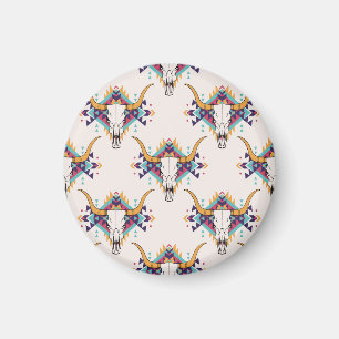 Imán Calavera de toros tribales: Boho Seamless