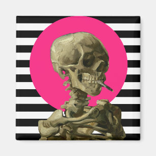 Imán Calavera de un esqueleto con collage de cigarrillo