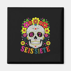 Imán Calavera divertida de azúcar Seis Siete 67 Meme Dí