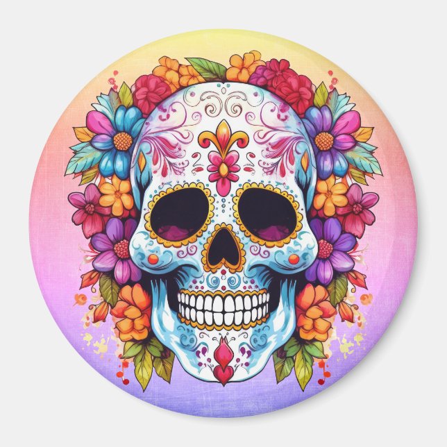 Imán Calavera en flor (Frente)