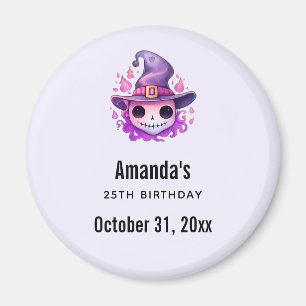 Imán Calavera en un sombrero de bruja Lindo cumpleaños