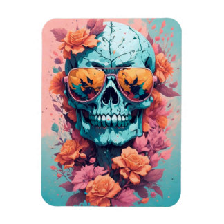 Imán Calavera Floral Colorida