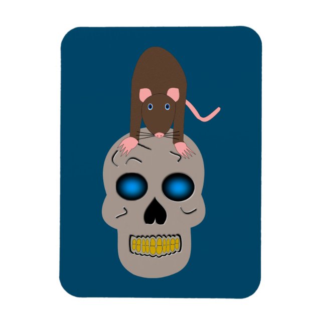 Imán Calavera gótica y Rat Halloween (Vertical)