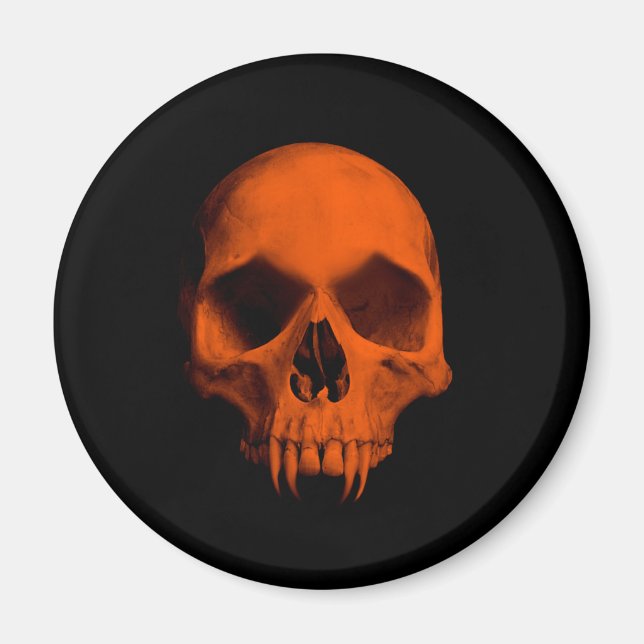 Imán Calavera naranja de Halloween (Frente)