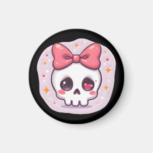 Imán Calavera pastel gótica adorable con lazo