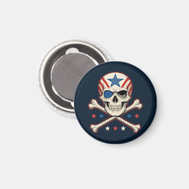Imán Calavera patriótica y bandera de los Estados Unido