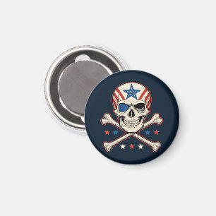 Imán Calavera patriótica y bandera de los Estados Unido