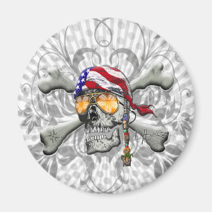 Imán Calavera pirata estadounidense y huesos cruzados