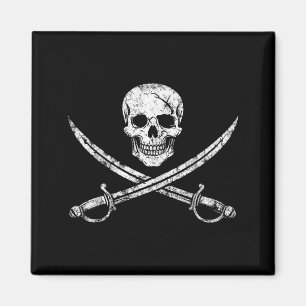 Imán Calavera pirata huesos cruzados espada jolly roger