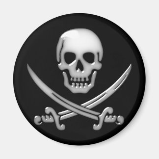 Imán Calavera pirata y cruces de espadas vidriosas