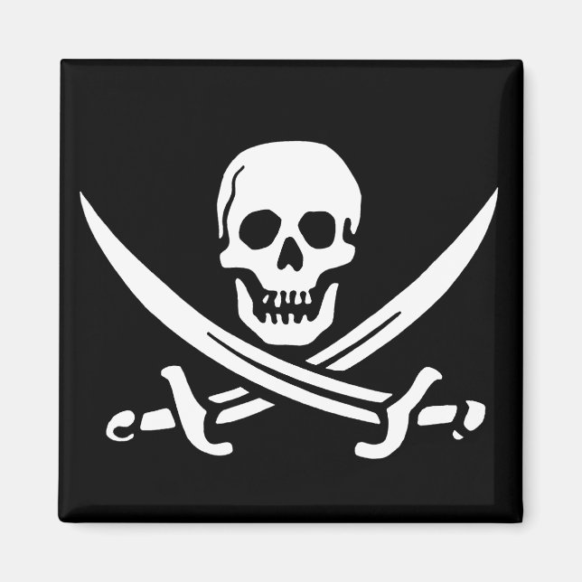 Imán Calavera pirata y espadas (Frente)