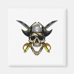 Imán Calavera pirata y espadas cruzadas