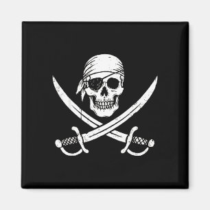 Imán Calavera pirata y huesos cruzados esqueleto hallow