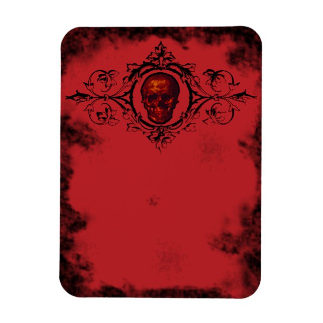 Imán Calavera roja gótica (Vertical)