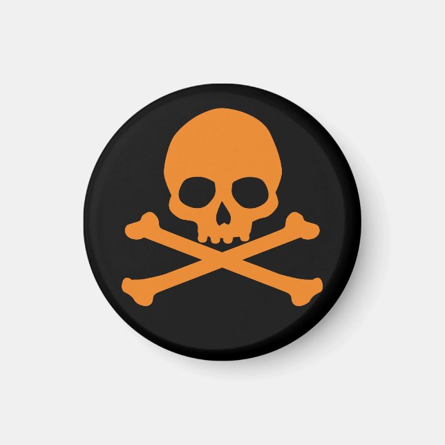 Imán Calavera simple Naranja y huesos cruzados (Frente)