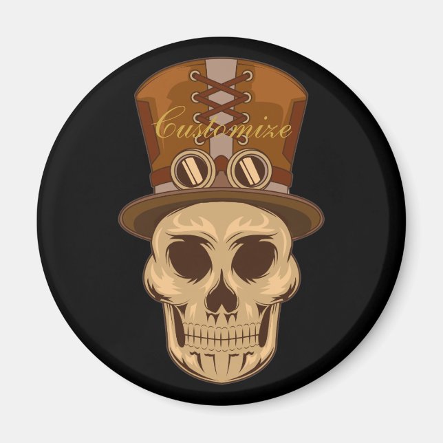 Imán Calavera Steampunk en Top Hat Thunder_Cove (Frente)