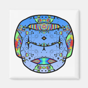Imán Calavera tatuada colorida v0