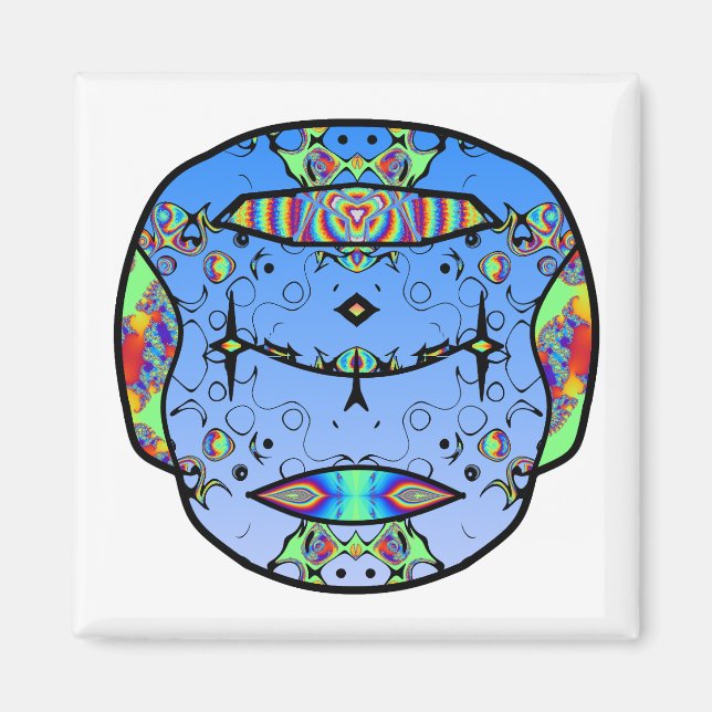 Imán Calavera tatuada colorida v0 (Frente)