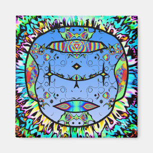 Imán Calavera tatuada colorida v0