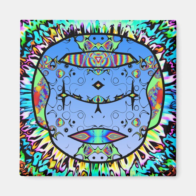 Imán Calavera tatuada colorida v0 (Frente)